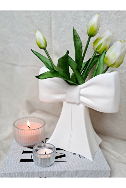 Vescarri Ribbon Decorative Vase – Modern Design with Bow Detail - 21 cm