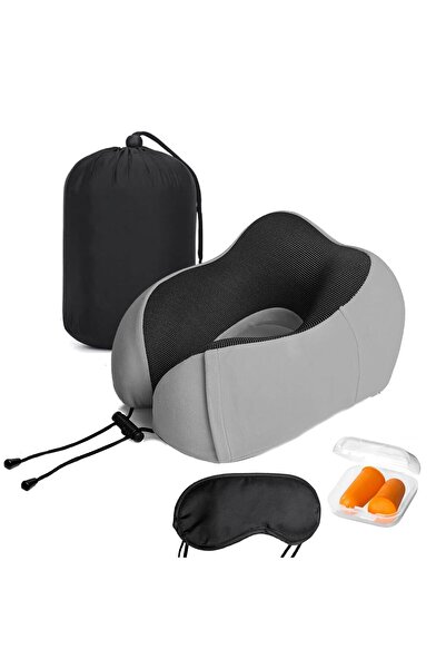 MIZAJIC Travel Neck Pillow with Eye Cover and Earplugs Pure Support Pillow fo...