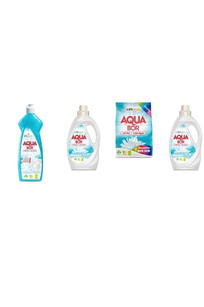 Aquabor منظف الأطباق الطبيعي المعدني + سائل أبيض + 4 كجم منظف الألوان + سائل ...