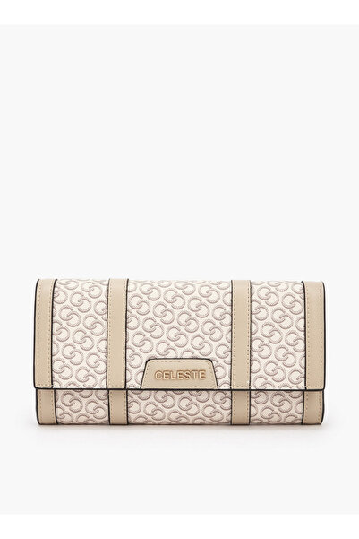 Celeste Monogram Print Wallet with Magnetic Flap Closure