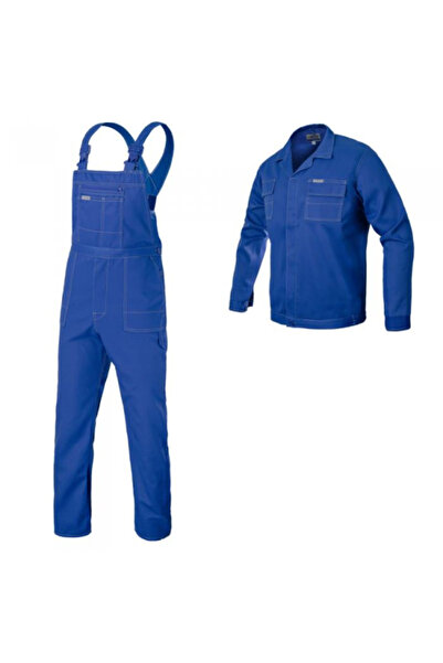 Evelise Pantaloni de lucru cu pieptar, salopeta, cu bluza, albastru, model Co...