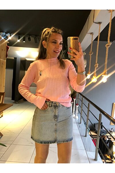 Gözde Tasarım Butik Women's Pink Color Bear Embroidered Hairbraid Detail Tric...