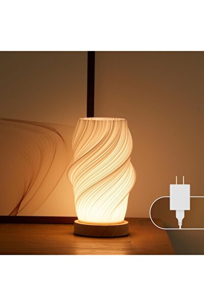 Shengruili Lampă LED, 3 niveluri de luminozitate, 3 culori, abajur PLA 3D, co...