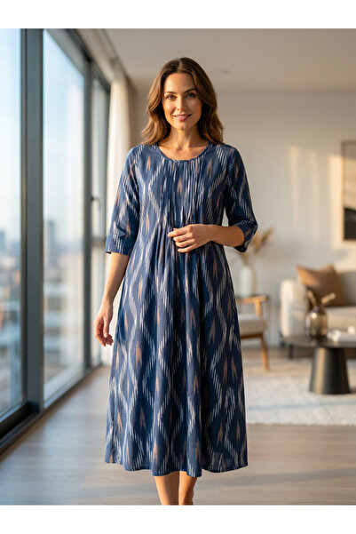 OEM Ikat dress with lace trim