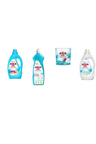 Aquabor ألوان سائلة معدنية طبيعية + غسول يدوي + أقراص + سائل أبيض مجموعة من 4...