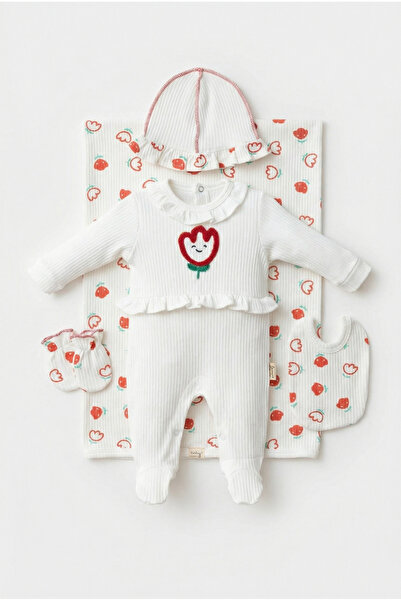 Magu Baby Girl Cotton Floral Embroidered 5-Piece Hospital Discharge Set