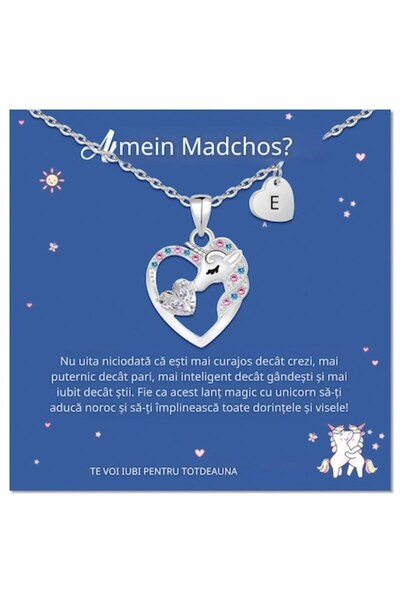 Vu Letter E Necklace, Shiny Stone, Women's Jewelry