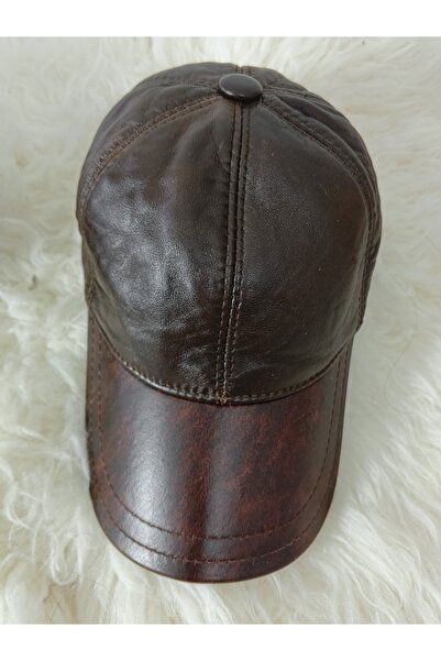 hoaryage Black Genuine Leather Baseball Cap Lined Adjustable Leather Hat