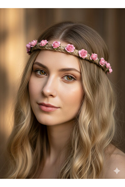 Bukiro Spring Themed Festival Crown with Rose Petals Bride Crown