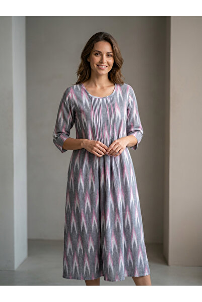 OEM Ikat dress with lace trim