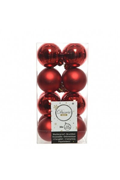 Decoratiuni Dulci Комплект от 16 различни нечупливи празнични червени коледни...