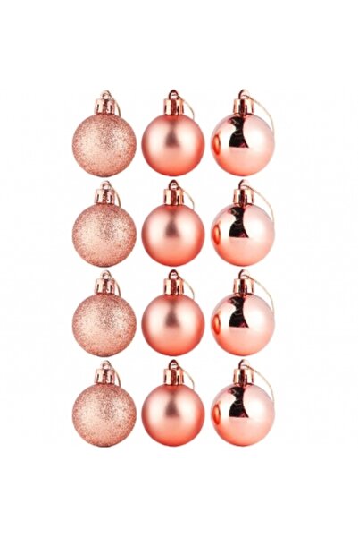 Decoratiuni Dulci Set 12 globuride Craciun rose pink 3 modele asortate, 3cm d...