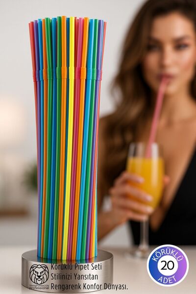 Transformacion سلسلة قوس قزح: مجموعة من 20 شفاطة مشروبات فاخرة مرنة - طقم عرض...