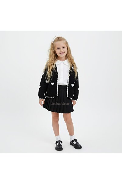 SeaBubbles Set tricotat cu cardigan și fustă pentru fete