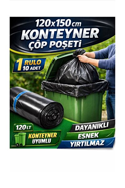 figanlar ambalaj 120x150 cm KONTEYNER çöp poşeti 10'lu x10 rulo 120/240 litre...