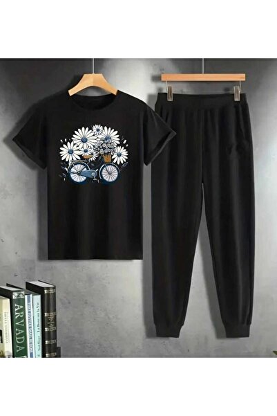 YK WEAR SET TRICOU ȘI PANTALONI DE TRENING CU IMPRIMEU MARGARETE ȘI BICICLETE...