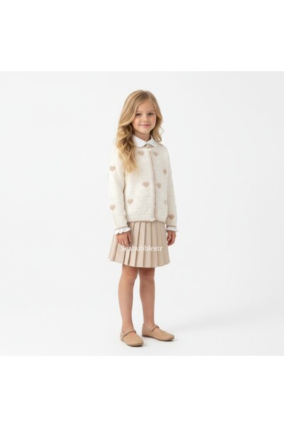 SeaBubbles Set tricotat cu cardigan și fustă pentru fete