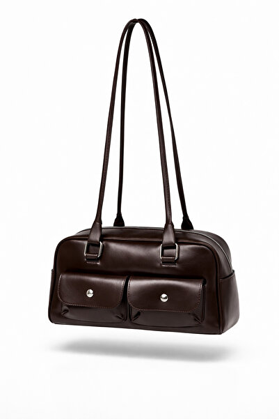 Generic Retro Baget Omuz Çantası - Kahverengi