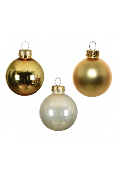 Decoratiuni Dulci Комплект от 16 стъклени глобуса с перлени/златни нюанси, ма...