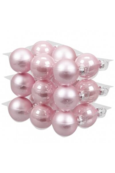 Decoratiuni Dulci Комплект от 18 светлорозови стъклени глобуса матови + лъска...
