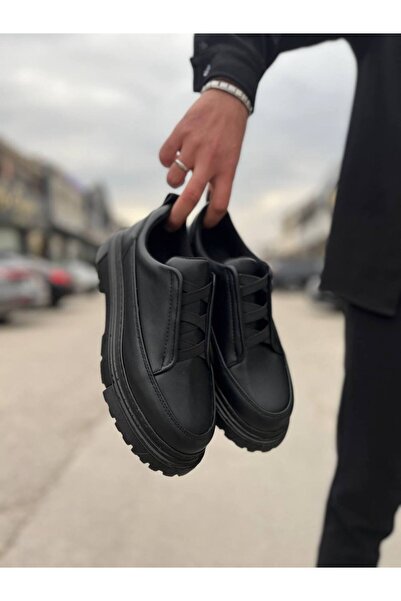 Arda Kuback Akb-703 Men's Charcoal Skin Laceless Elastic Casual Shoes