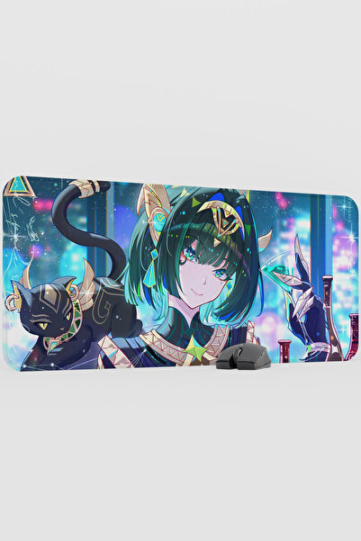 mousepad bastir Nefer Genshin Impact Anime Oyuncu V5 - 90x40 XXL Gaming Mouse...