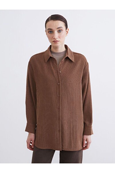 LC Waikiki Women's Corded Fabric Velvet Shirt Tunic