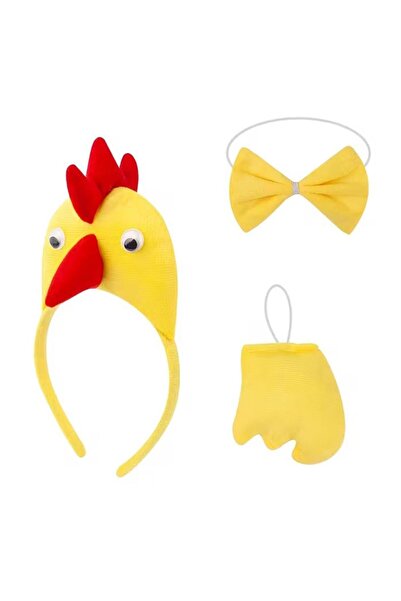 ForWhat Set de 3 bucăți de coroană de cocoș, pui, papion și coadă pentru biro...