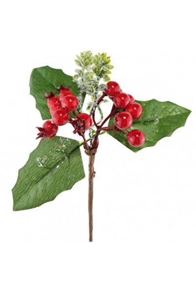 Decoratiuni Dulci Crenguta de Craciun inzapezita cu vasc si macese 18cm