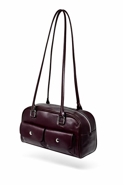 Generic Retro Baget Omuz Çantası - Patlıcan Moru