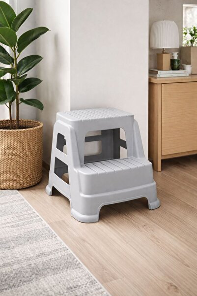 Funny Life 2 Basamaklı Büyük Boy Kaydırmaz Tabanlı Tabure - Plastik Tabure Ço...