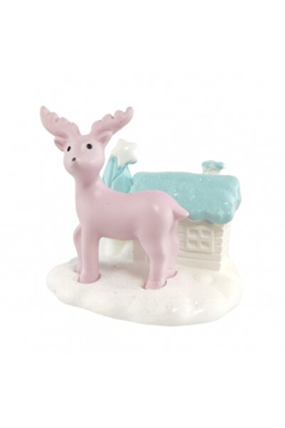 Decoratiuni Dulci Miniature winter landscape with reindeer, house and fir tre...