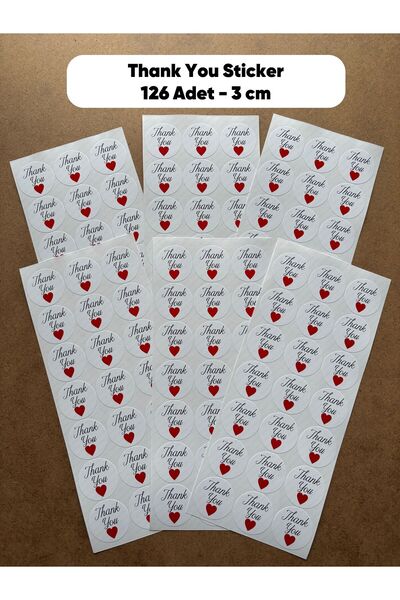 hdsticker Thank You Sticker 126 Adet 3 Cm Kargo Ambalaj Etiketi Hediyelik Pak...