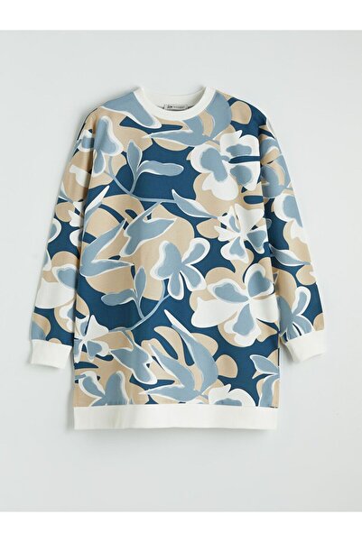 LC Waikiki Crew Neck Patterned Women's Sweatshirt Tunic