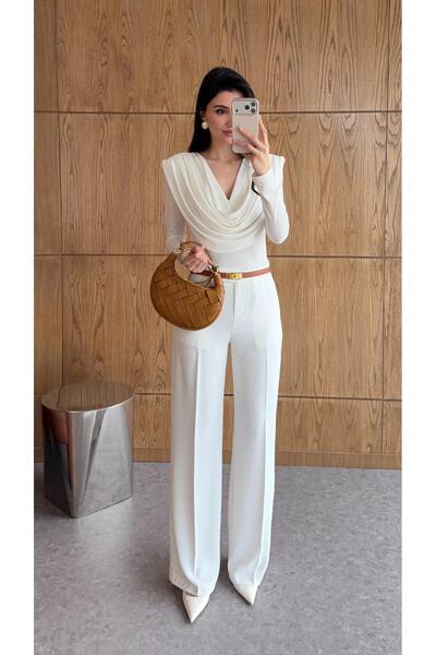 HAZELANNA White Fluid Palazzo Pants