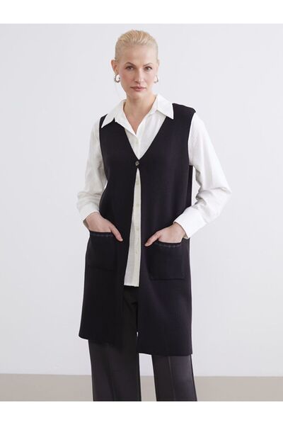 LC Waikiki V-Neck Embroidered Women's Knitwear Vest