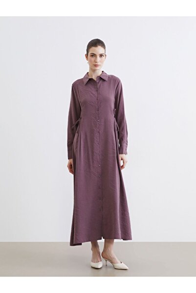 LC Waikiki Φόρεμα-πουκάμισο με δέσιμο στη μέση από μείγμα μοντάλ υφασμάτων