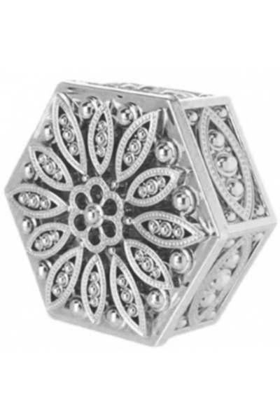 Decoratiuni Dulci Silver baroque flower hexagonal box, 6cm box