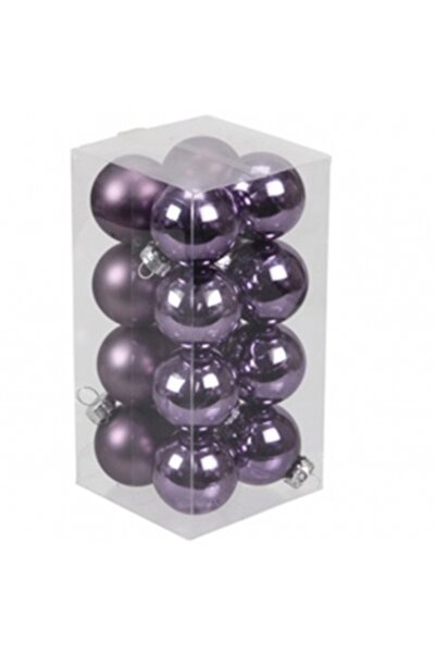 Decoratiuni Dulci Set 16 globuri din sticla royal purple, 2 modele 3.5cm