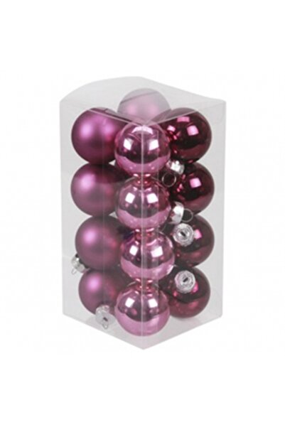Decoratiuni Dulci Set 16 globuri din sticla mauve pink, 2 modele 3.5cm