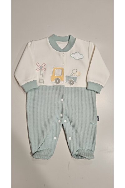 Eymen&Meva Baby Clothing Baby Erkek Bebek Nakışlı Çıtçıtlı Tulum – Mint Yeşil