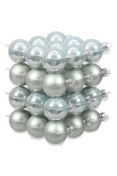 Decoratiuni Dulci Set of 36 glass globes, matte blue + shiny, 4cm
