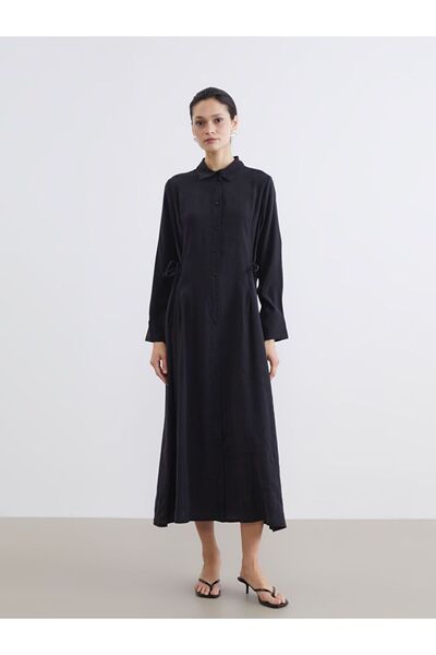 LC Waikiki Φόρεμα-πουκάμισο με δέσιμο στη μέση από μείγμα μοντάλ υφασμάτων