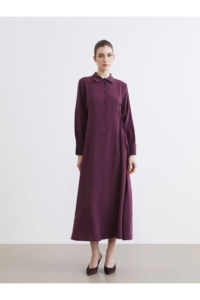 LC Waikiki Φόρεμα-πουκάμισο με δέσιμο στη μέση από μείγμα μοντάλ υφασμάτων