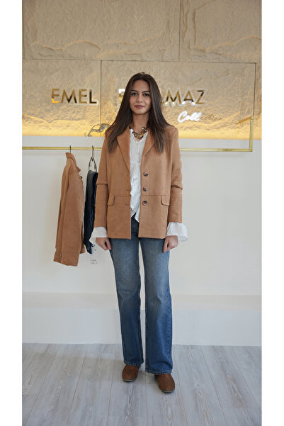 EMEL ERYILMAZ Süet Blazer Ceket Taba