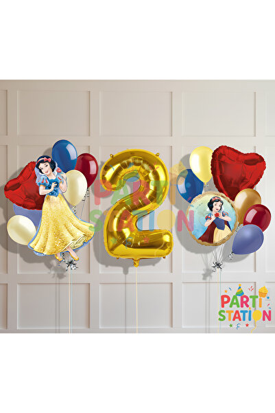 Parti Station مجموعة بالونات عيد ميلاد لعمر سنتين بتصميم سنو وايت