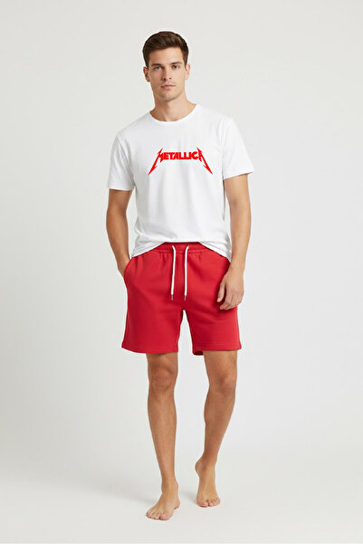 aytok tekstil 2-Piece Set Unisex Men Women Shorts T-Shirt Set Metallica