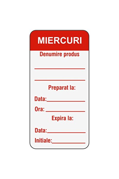 OEM Set 500 Etichete HACCP Premium "MIERCURI", REMOVABLE (Fara Urme), Reziste...