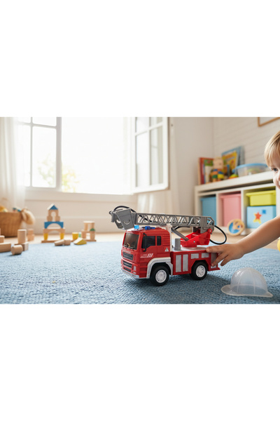 Sunman لعبة سيارة إطفاء تطلق الماء بالصوت والضوء مقاس 20 سم