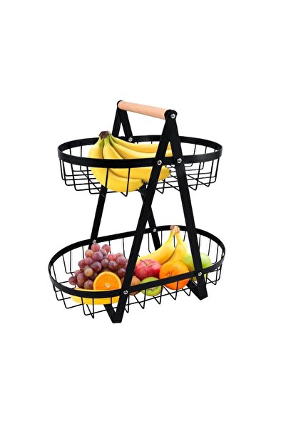 Hope 2-Tier Countertop Fruit Basket Metal Storage Rack for Kitchen Organizer ...
